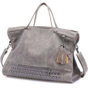 Motorcycle studded tassel leather handbag